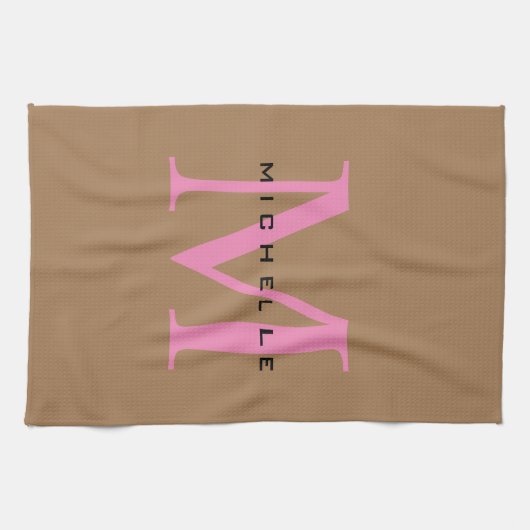 Monogram Jouw naam Speciaal geschenk Geliefden Theedoek (Horizontaal)