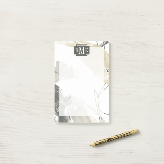 Monogram | Jouw namen toevoegen | Monochrome Momen Post-it® Notes (Op bureau)