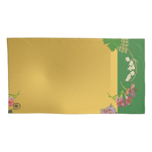 Monogram Jubileum Bloemen Groen/Goud Kussensloop (Achterkant-Rechts)