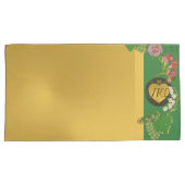 Monogram Jubileum Bloemen Groen/Goud Kussensloop (Voorkant-Rechts)