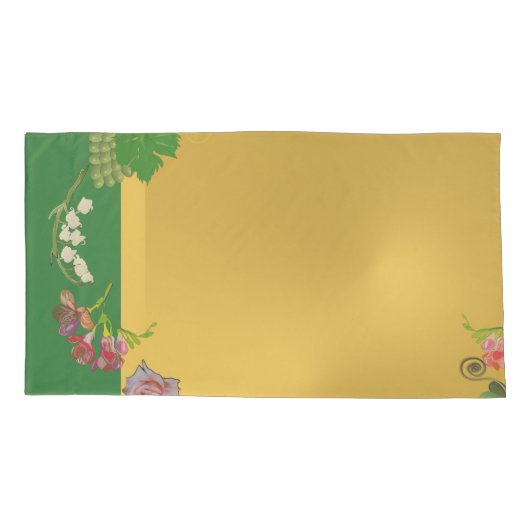 Monogram Jubileum Bloemen Groen/Goud Kussensloop (Achterkant-Links)