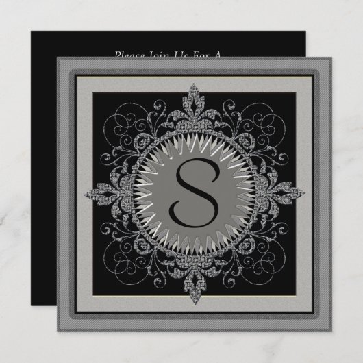 Monogram Jubileum Partij uitnodiging (Voorkant / Achterkant)