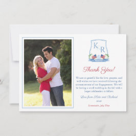 Monogram Juli 4e Verloving Bruiloft Foto Bedankkaart