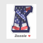 Monogram K American Flag Letter K Initiaal USA Sticker (Vel)
