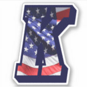 Monogram K American Flag Letter K Initiaal USA Sticker (Voorkant)