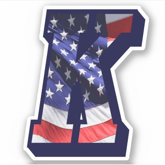 Monogram K American Flag Letter K Initiaal USA Sticker (Voorkant)