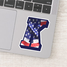 Monogram K American Flag Letter K Initiaal USA Sticker