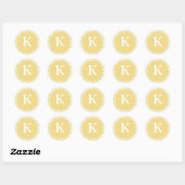 Monogram K Antiek goud uitnodiging Ronde Sticker (Vel)