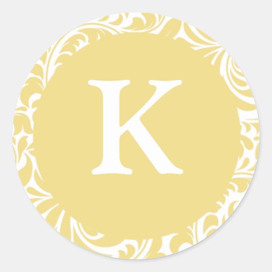 Monogram K Antiek goud uitnodiging Ronde Sticker (Voorkant)