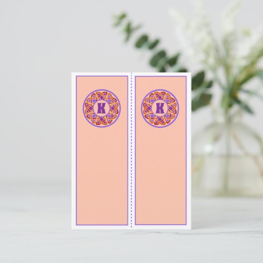 Monogram K Bladwijzer Briefkaart (Staand voorkant)