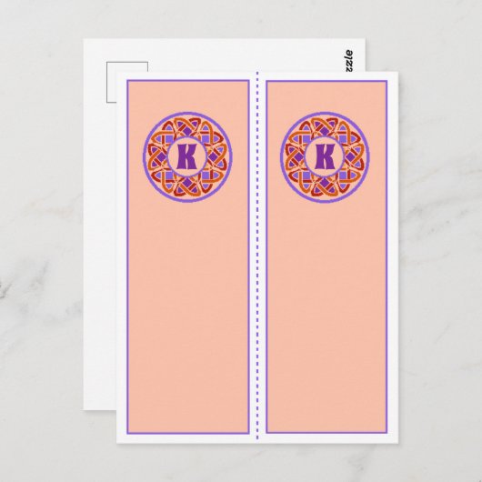 Monogram K Bladwijzer Briefkaart (Voorkant / Achterkant)