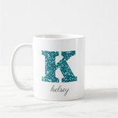 Monogram K blauwe glitter Mok (Links)