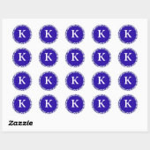 Monogram K Blue White Designer Weddenschap I Ronde Sticker (Vel)