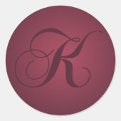 Monogram K Envelopzegels Ronde Sticker (Voorkant)