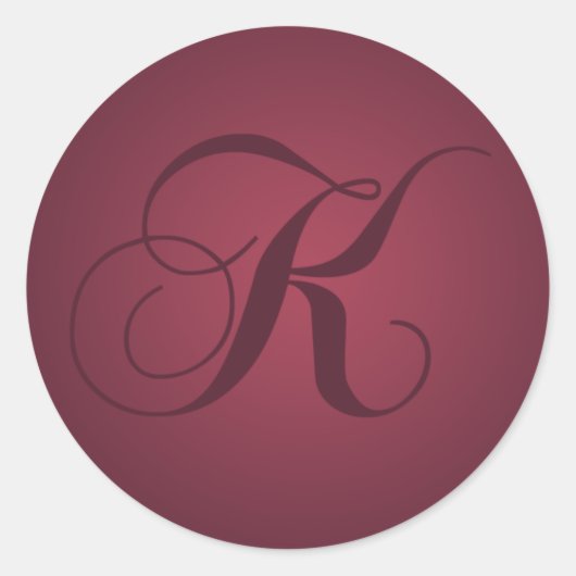 Monogram K Envelopzegels Ronde Sticker (Voorkant)