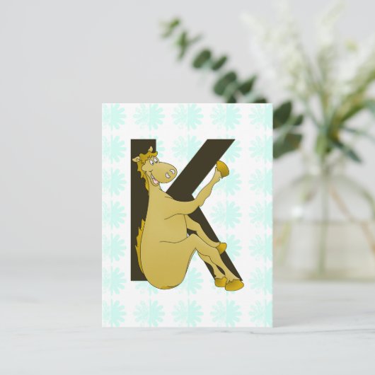 Monogram K Flexibel paard Aangepast Briefkaart (Staand voorkant)