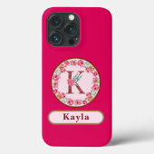  Monogram K Floral Hoesje-Mate iPhone Case (Achterkant)