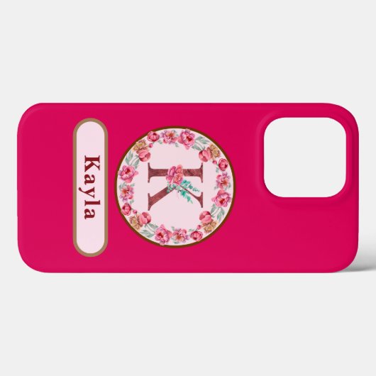 Monogram K Floral Hoesje-Mate iPhone Case (Achterkant (horizontaal))