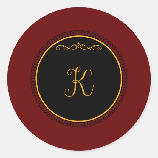 Monogram "K" goudkleurig script Ronde Sticker (Voorkant)