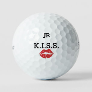 Monogram K.I.S.S. met rode lippen Golfballen