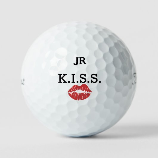 Monogram K.I.S.S. met rode lippen Golfballen (Voorkant)