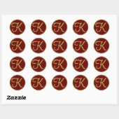 Monogram K in 3D goud Ronde Sticker (Vel)