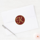 Monogram K in 3D goud Ronde Sticker (Envelop)