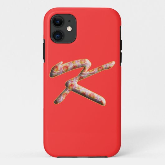 Monogram K in rozenpatroon Iphone 5 hoesje (Achterkant)