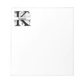 Monogram K Initiaal Briefpapier Notitieblok (Voorkant)