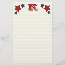 Monogram K / Initiaal K Stars & Stripes Briefpapier