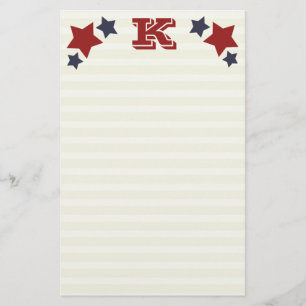 Monogram K / Initiaal K Stars & Stripes Briefpapier