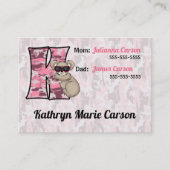 Monogram K Kaart voor noodinformatie van kinderen Contactkaartje (Voorkant)