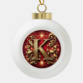 Monogram "K" Keramische Bal Ornament (Voorkant)