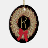 Monogram K Kerstmis met snowflakes Keramisch Ornament (Rechts)