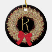 Monogram K Kerstmis met snowflakes Keramisch Ornament (Voorkant)