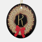 Monogram K Kerstmis met snowflakes Keramisch Ornament (Links)