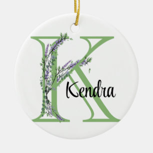 Monogram K Lavender Eucalyptus nursery Poster Keramisch Ornament