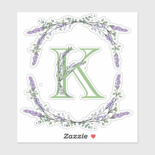 Monogram K Lavender Eucalyptus Sticker (Vel)