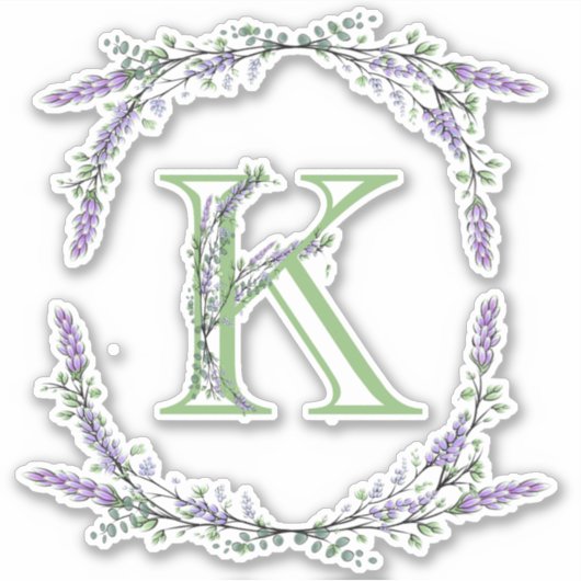 Monogram K Lavender Eucalyptus Sticker (Voorkant)