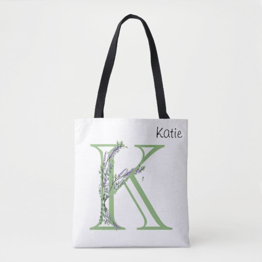 Monogram K Lavender Eucalyptus Tote Bag (Voorkant)