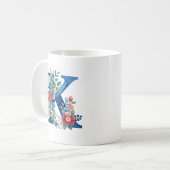 Monogram K met decoratief bloemmotief Koffiemok (Voorkant links)