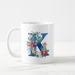 Monogram K met decoratief bloemmotief Koffiemok