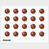 Monogram K Naam Gepersonaliseerd Ronde Sticker (Vel)