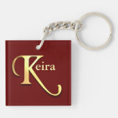 Monogram K Naam Gepersonaliseerd Sleutelhanger (Achterkant)