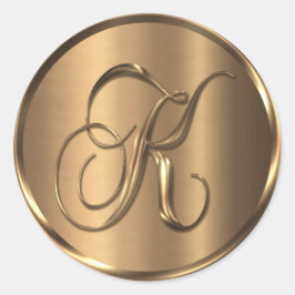Monogram K NONMETALLIC Bronze Envelope Seal Ronde Sticker