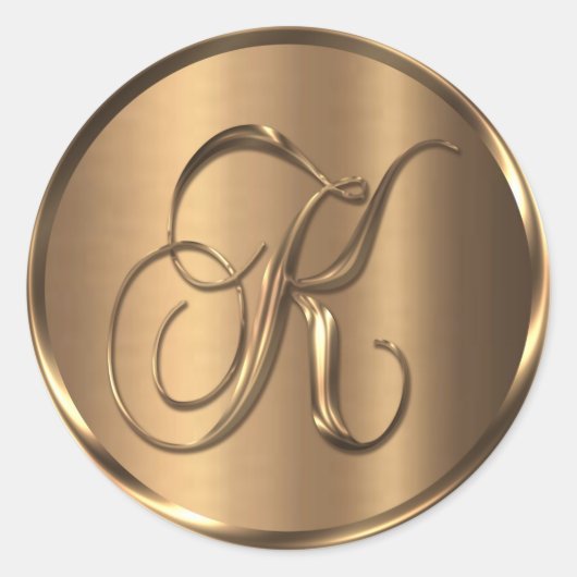 Monogram K NONMETALLIC Bronze Envelope Seal Ronde Sticker (Voorkant)