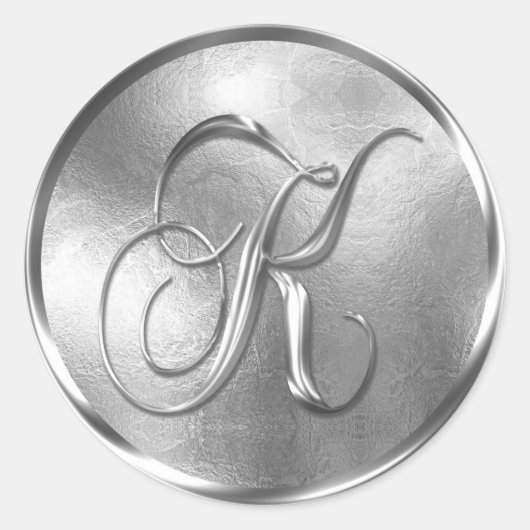 Monogram K NONMETALLIC Silver Envelope Seal Ronde Sticker (Voorkant)