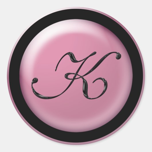 Monogram K Ronde Sticker (Voorkant)