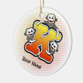 Monogram K Sock Monkey Keramisch Ornament (Links)
