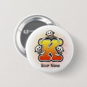 Monogram K Sock Monkey Ronde Button 5,7 Cm (Voorkant /achterkant)